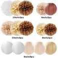 thumbnail image 6 of Boho Rustic Wedding Party-Decorations Paper Flowers Lanterns - 15PCS Fall Baby Shower Gender Neutral Streamers,Brown Champagne White Tissue Pom Poms,Autumn Birthday Bridal Hanging Decor, 6 of 14
