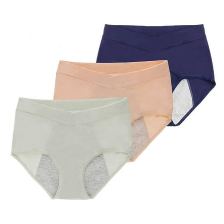 

Womens Period Leakproof Underwear High Waist V-shaped Postpartum Menstrual Panties Full Coverage Briefs 3 Pack