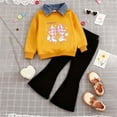 thumbnail image 2 of Hessimy Toddler Boys Girls Spring Summer 2Pcs Solid Long Sleeve Pullover Sweatshirt Pants Warm Sweatsuit, Solid Warm Sweat,3M-12Y(Yellow,2-3 Years), 2 of 7