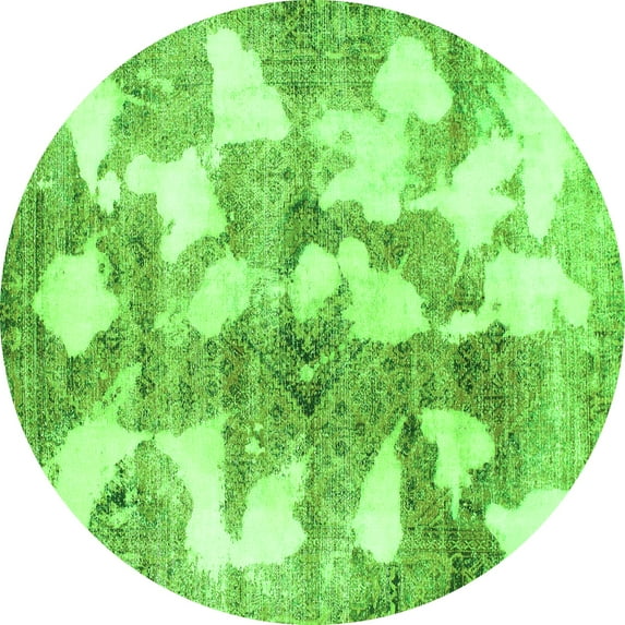 Ahgly Company Indoor Round Abstract Green Modern Area Rugs, 5' Round