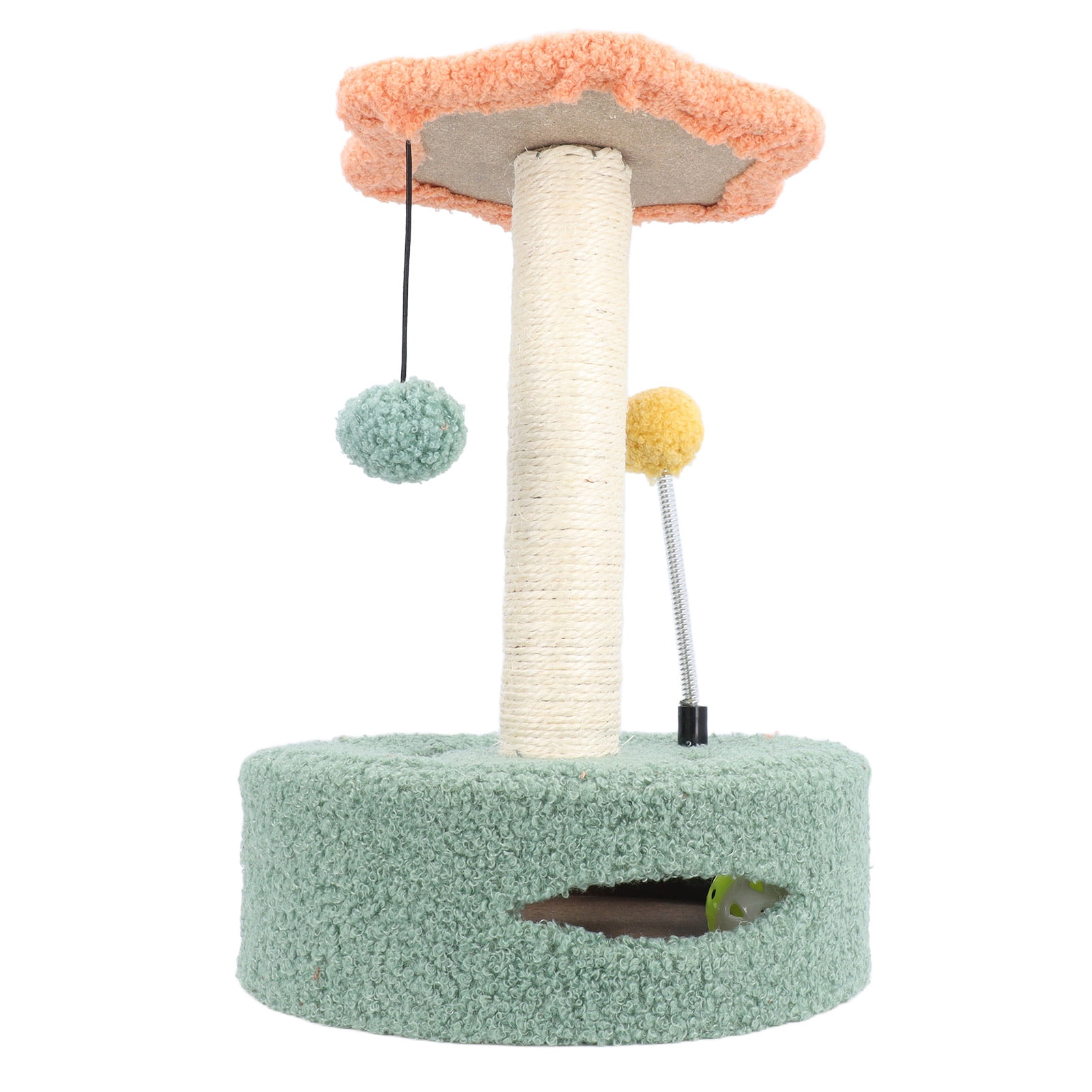 X X Cat Scratching Post, Compact Cat Scratcher Tree with  Plush Ball, Multipurpose Interactive Cat Climbing Frame Jumping Platform  for
