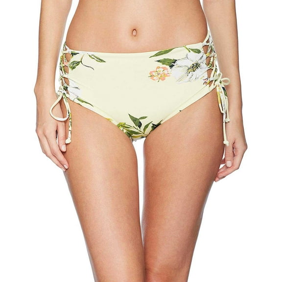 Rachel Roy Women’s Swim Bottom Hight Waisted Side Laced Full Coverage Detail (Summer Floral, Small)
