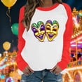 thumbnail image 1 of Xuyuer Mardi Gras Shirts for Women Shirt Funny Mask Graphic Tee Carnival Long Sleeve Shirt V Neck Top, 1 of 6