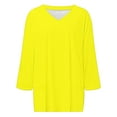 thumbnail image 2 of KBZDBZC Tshirts Shirts for Women Women's Solid Color Fashion Casual V Neck Three Quarter Sleeve Tops Women T Shirt Women’S Blouses Blouse Tops for Women(Yellow,XXXXL), 2 of 4
