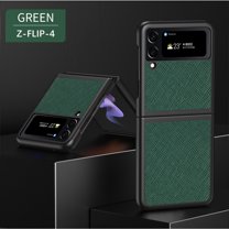 Dteck Case for Samsung Galaxy Z Flip 4,Premium PU Leather   Hard PC Frame Case Elegant Slim Shockproof Durable Protection Cover,Green
