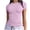 Pink, variant on HONHUZH Womens Summer Tops Short Sleeve Wrap Tops Solid Color Crewneck Casual Pullover Slim Fit T-shirt