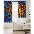 thumbnail image 3 of Blackout Curtains for Bedroom, Blue Red Yellow Room Darkening Window Drapes for Living Room, Modern Colored Rainbow Stained Glass Thermal Insulated Grommet Curtains, 52x63 inch, 2 Panels, 3 of 9