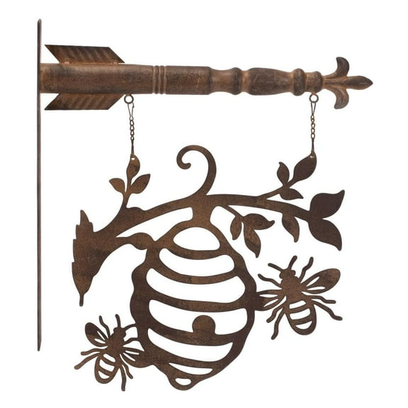 Melrose International LLC Bee and Hive Sign 14"L x 15.5"H Metal