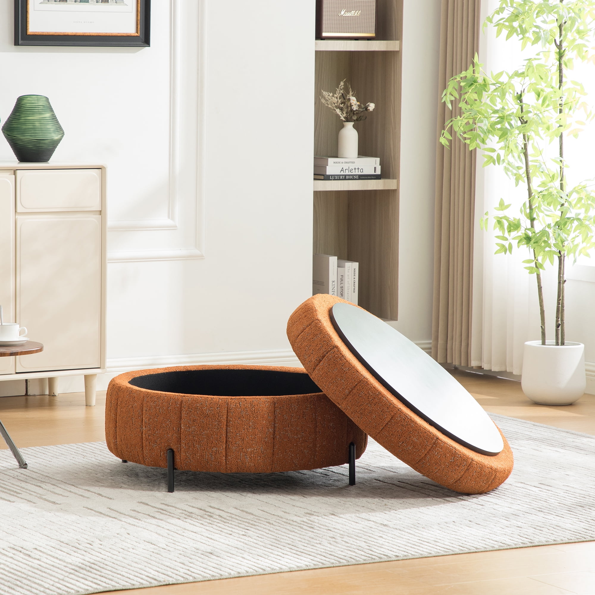 39"W Oversized 360° Swivel Accent Chair Set with Storage Ottoman and Pillow