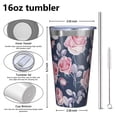 thumbnail image 4 of 16oz Tumblers Pioneer Flower Stainless Steel Vacuum Insulated Double Wall Travel Tumbler Cups Mug with Lid and Straw,Cleaning Brush for Coffee,Tea, 4 of 4