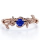 thumbnail image 1 of JeenMata Anillo de Compromiso Solitario con Zafiro Azul Redondo Creado en Laboratorio de 0,50 Quilates con Diseño Botánico Chapado en Oro Rosa de 18 K sobre Plata, 1 of 6