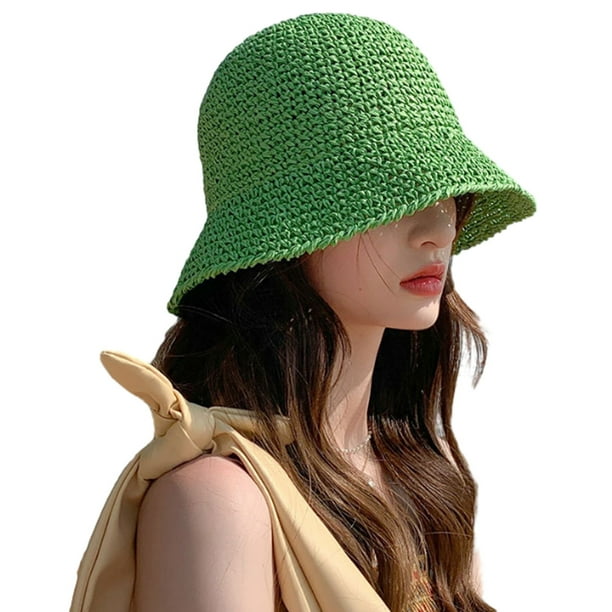 Sombrero de paja para el sol, sombrero de pescador tejido, sombrero de playa, gorra plegable, gorras de verano, sombrero de pescador para mujer
