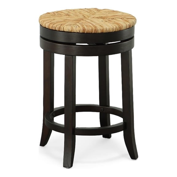 Carolina Classics Irving 24" Swivel Rush Seat Counter Stool in Espresso