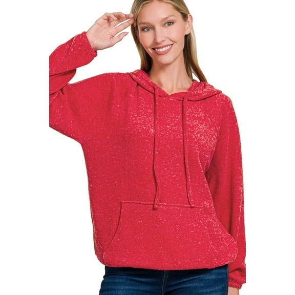 Brushed Hacci Melange Hooded Sweater