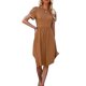 thumbnail image 2 of VISgogo Vestido casual para mujer Cuello redondo Split Manga corta Cintura alta Dobladillo curvo Vestidos de color sólido VISgogo moda, 2 of 6
