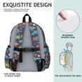 thumbnail image 5 of DarkBlue Dinosaurs Pattern Cute School Backpack with Padded Back and Adjustable Shoulder Straps 13.4"x11"x4.7", 5 of 5