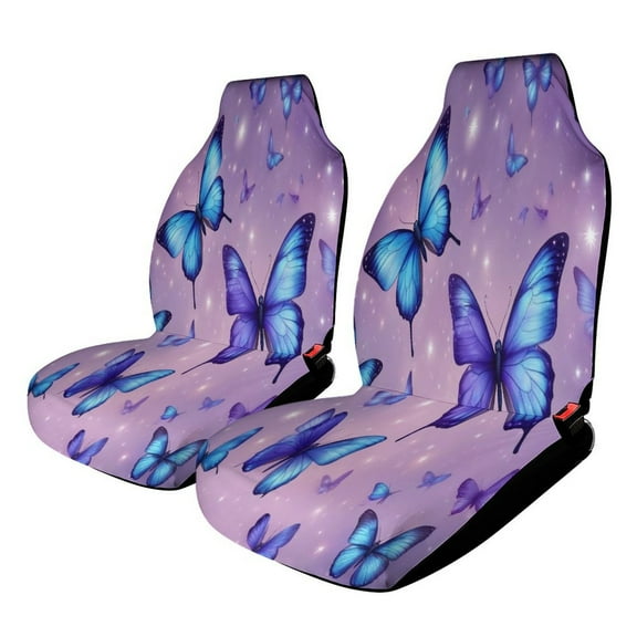 Dreamy Purple Butterfly Pattern (51)-1 Set of 2 Car Seat Covers Seat for Carseats Front Seat Auto Car Interior Accessories Universal 2 Piece