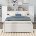 thumbnail image 2 of Euroco Wood Twin Size Platform Bed with Storage Headboard and Shelves for Living Room, White, 2 of 9