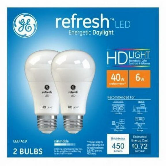 G E LIGHTING 98280 Day 6W A19 Heavy Duty Bulb 2 Pack