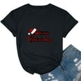 thumbnail image 2 of Feanecy Women's Christmas T-Shirts Trendy Letter Print Xmas Graphic Tees Comfy Loose Short Sleeve Round Neck Blouse Teen Girls Casual Holiday Tops Black L, 2 of 5