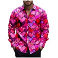 thumbnail image 2 of LEBONYARD Men's Heavy Cotton Long Sleeve T-Shirt,Henley Sweatshirts for Men,Men's Fashionable Valentine's Day Heart-shaped Print Casual Long Sleeve Turndown Collar Blouse Shirt Pink XXL, 2 of 5
