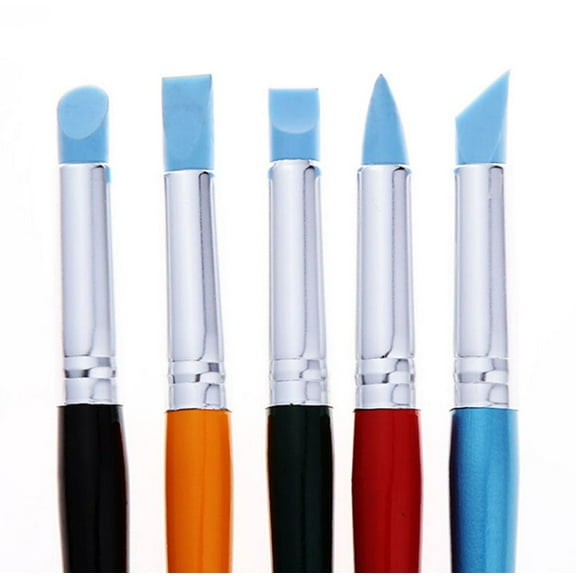 Artist Paint Brush Set - 5pcs Professional Silicon Brushes Blender for Painting, Masking Fluid,Clay Molding (5pcs Silicon Paintbrush#Blue)
