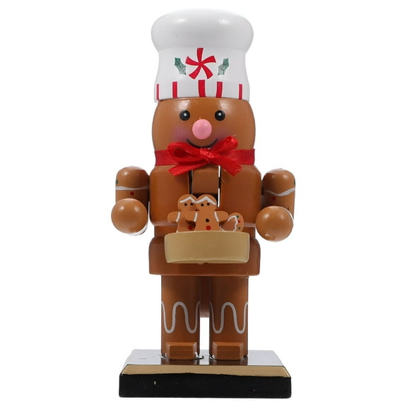 BESTSKY Wooden Nutcracker Figurines Holiday Gingerbread Man Toys Ornaments for Xmas Shelves Tables Decoration