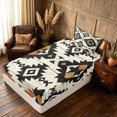 thumbnail image 5 of Manfei Southwestern Geometric Twin Sheets, Hippie Aztec Bedding, Brown, Black and White, Reversible 3-Piece1 Flat Sheet + 1 Fitted Sheet + 1 Pillowcase, 5 of 6