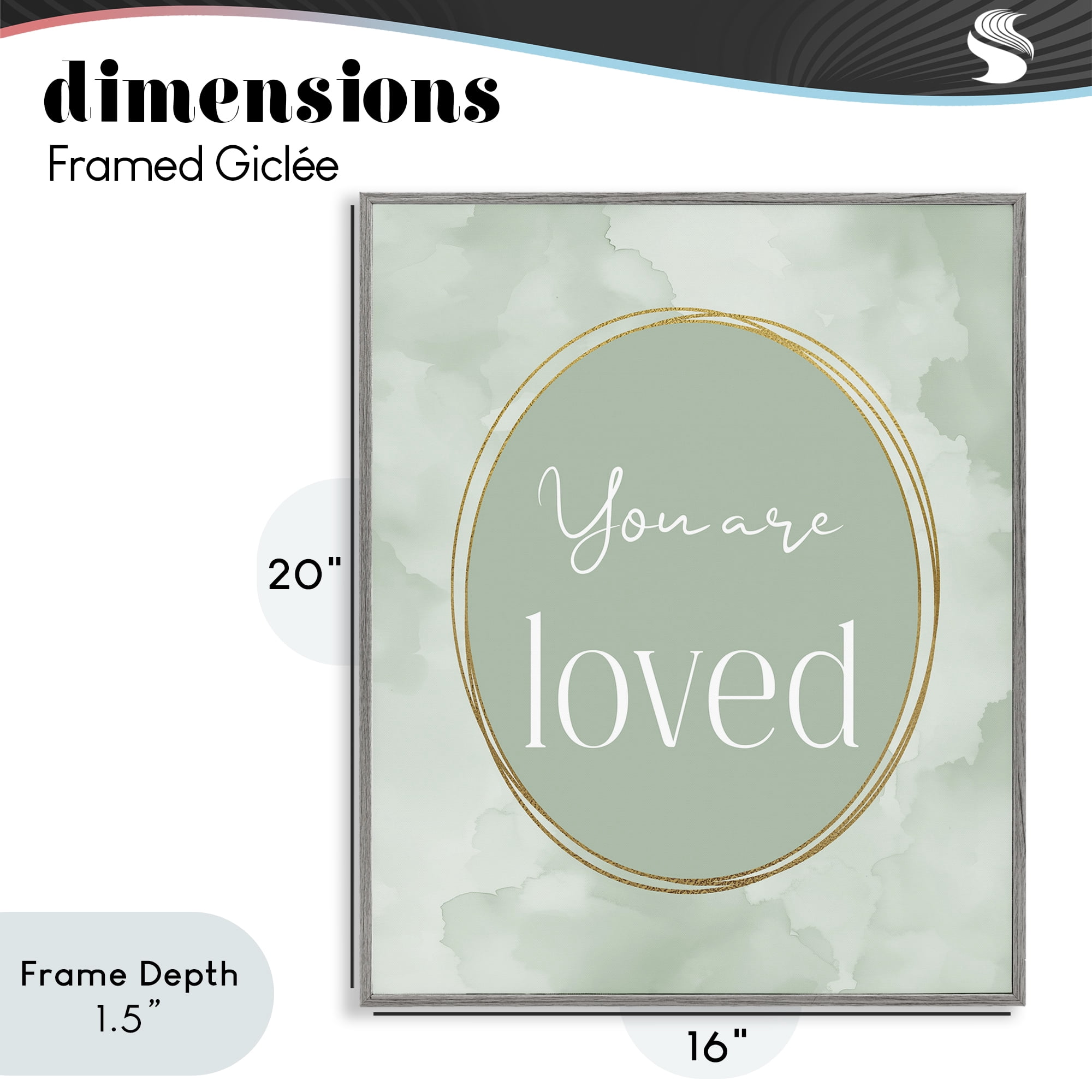 Stupell Industries Green Golden Affirmation Gray Framed Giclee Art, design by Christine Simpson Art