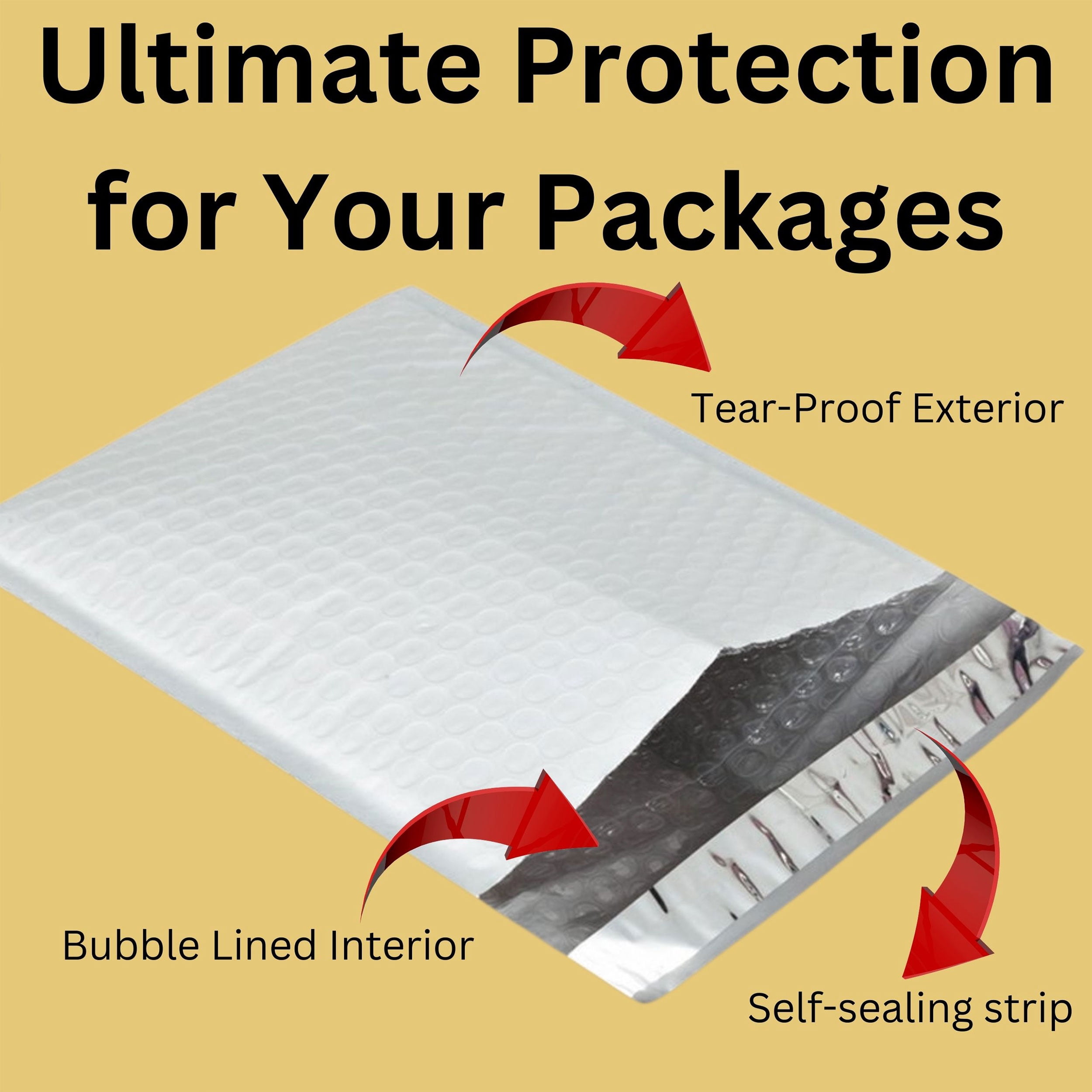 Poly Bubble Mailers Shipping Bags – Padded Envelopes, 7.25″ x 12″, White – 100-Pack
