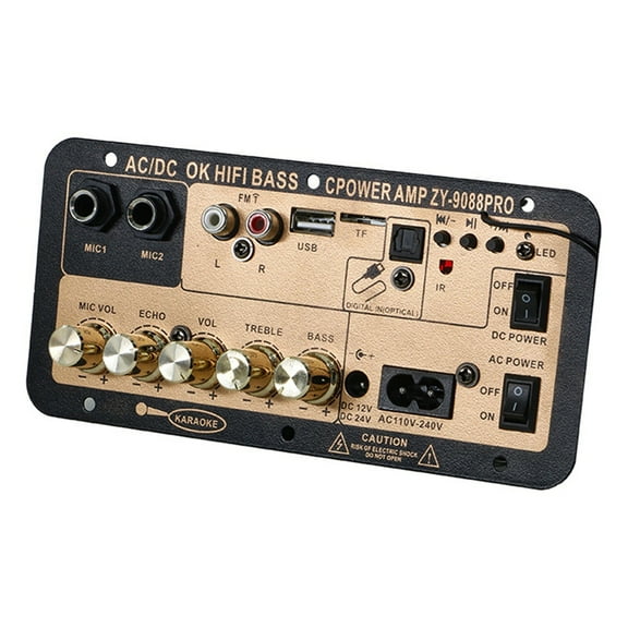 Bluetooth 5.0 Amplifier Board with Optical Audio AMP USB FM Radio TF Player DIY Audio Subwoofer for Karaoke Home US Plug