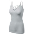 thumbnail image 2 of Women's Lattice Triple Criss-Cross Seamless Cami Long Ttank tops., 2 of 4