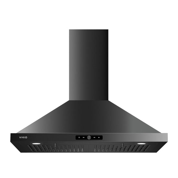 VIKIO 30-Inch Wall Mount Range Hood, 800 CFM High-Performance Ventilation, 3-Speed Fan, Convertible Installation, Matte Black, Touch Panel, LED Lights