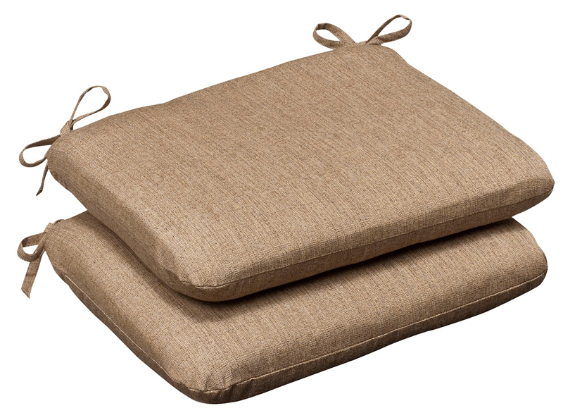Set of 2 Outdoor Patio Furniture Chair Seat Cushions - Textured Tan