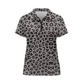 thumbnail image 6 of Whosucclay Leopard Print Pattern Quick Dry Tennis Short Sleeved Shirt, Polyester Tennis Shirts V Neck Moisture Wicking Women Short Sleeve Golf Shirts for Bowling Size Small, 6 of 10