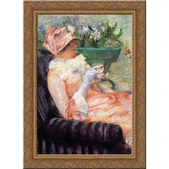 The Cup of Tea 24x18 Gold Ornate Wood Framed Canvas Art by Mary Cassatt