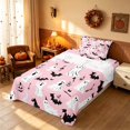 thumbnail image 3 of Homewish Halloween Ghost Witch Twin Sheets for Girls, Pumpkin Bat Skull Bedding, Pink Black White, 3pcs (1 Flat Sheet, 1 Fitted Sheet and 1 Pillowcase), 3 of 6