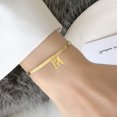 Gold Letter Name Bracelets for Women, 14K Yellow Gold 16CM Flat Blade