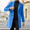 thumbnail image 2 of Men's Mid-Length Wool Trench Coat, Trendy Business Single-Breasted Outerwear, Blue, L, 2 of 6