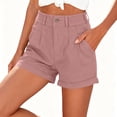 thumbnail image 5 of Horkkom Linen Shorts for Women Button Zipper Elastic Waist Shorts Summer Vacation Casual Shorts with Pockets XL, 5 of 8