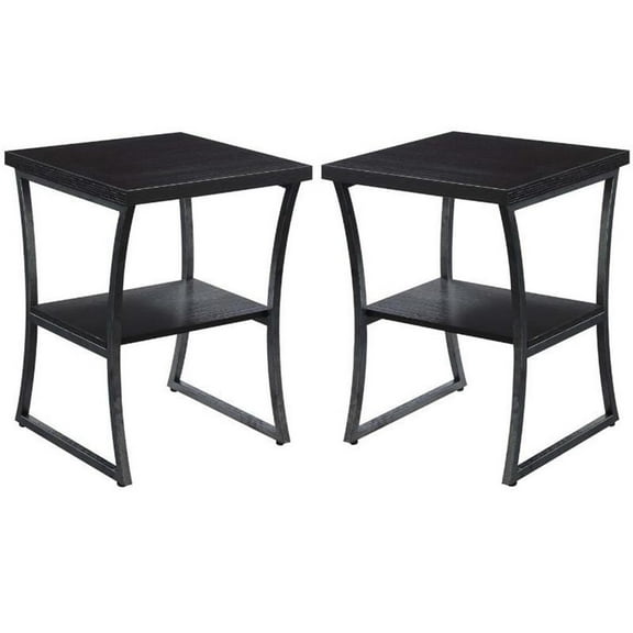 Home Square X-Calibur End Table in Espresso Wood Finish - Set of 2