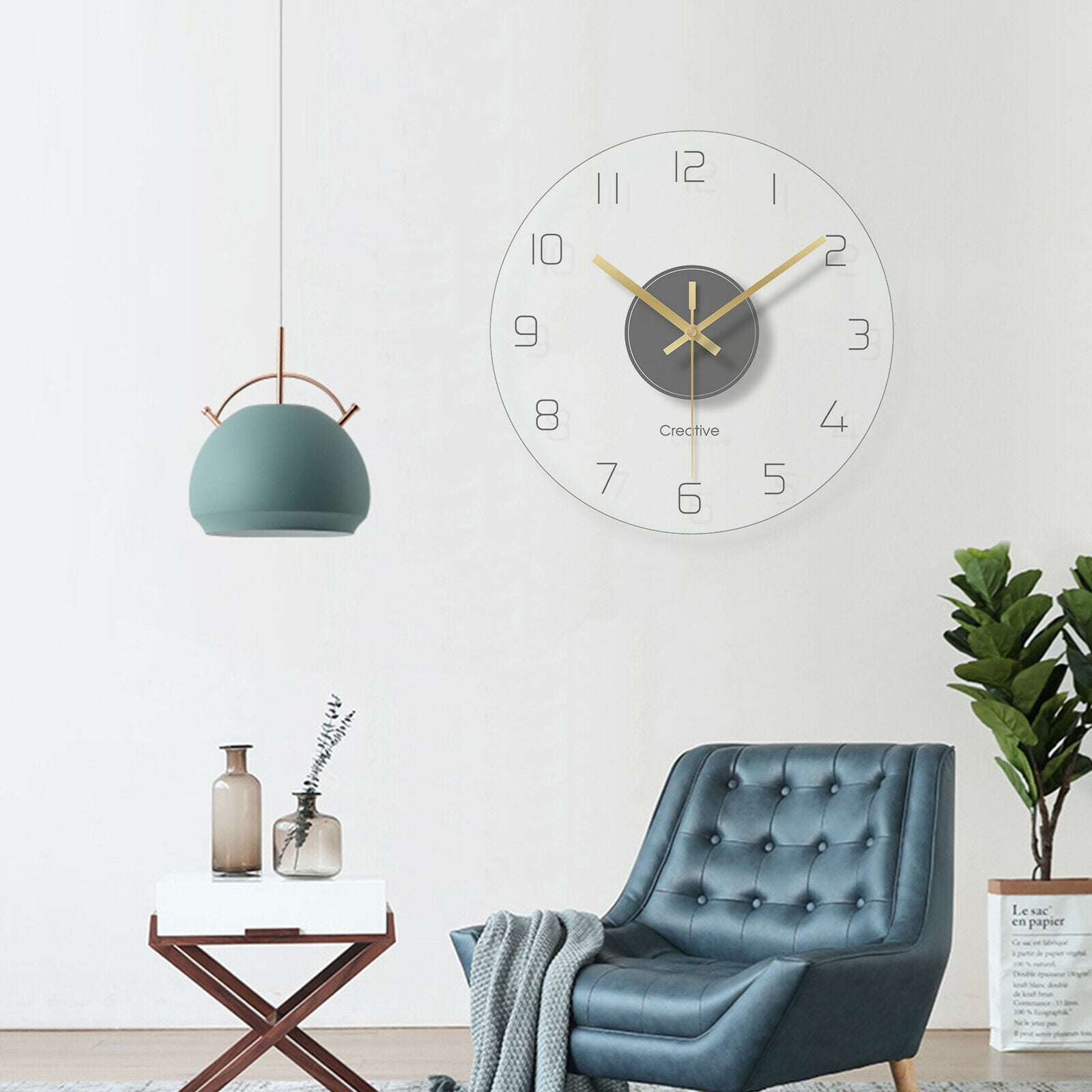 Transparent Wall Clock 30CM Round Tempered Glass Clock Ultra-Thin Quartz Silent Round Tempered Glass Clock Ultra Thin Digital Clock Wall Clock Clear Wall-mounted Clock Creative Modern