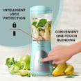 thumbnail image 4 of Mueller Licuadora personal para batidos y batidos con taza y tapa de viaje de 15 onzas, jugos, alimentos para bebés, licuadora portátil resistente y procesador de alimentos, turquesa, 4 of 5