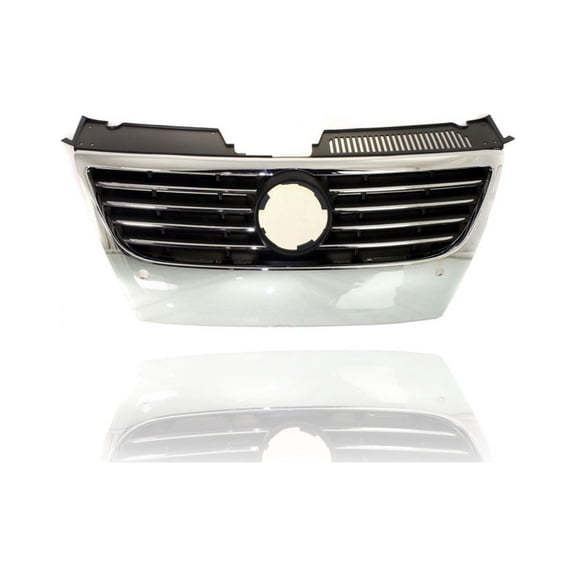 Grille - Compatible/Replacement for '06-10 Volkswagen VW Passat - Black With Chrome Molding & Distance Sensor, Emblem Provision - 3C0853651GPWF