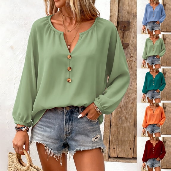 Womens Clothes Summer Kelon Ladies Tops and Blouses Long Sleeve V Neck Business Casual Fashion Outfit Going Out Outfits Y2k Clothes, S