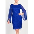 thumbnail image 2 of Connected Apparel Scoop Neck Long Chiffon Split Sleeves Bodycon Lace Dress, 2 of 5