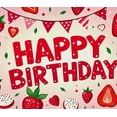thumbnail image 4 of Strawberry Themed Happy Birthday Banner Background Backdrop Party Decorations for Birthday Party Photography Props Photo Booth Decors, 4 of 7