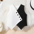 thumbnail image 6 of Miluxas Girl's 2 Piece Outfit Irregular Sleeveless V Neck Blazer Vest and Wide Leg Pants Set Black 6-7 Years, 6 of 7