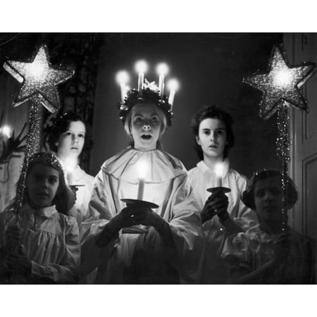 St Lucia Day Nchoir Of Swedish Girls Singing Carols On St Lucia Day Which Is Celebrated On December 13Th Rolled Canvas Art -  (24 x (Best Of St Lucia)