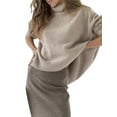 thumbnail image 2 of SAYOO Women's Autumn Winter Casual Loose Sweater Solid Color Long Sleeve High Neck Knitwear, 2 of 9